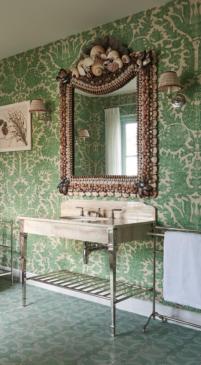 Pomegranate Granada Green Wallpaper Sample