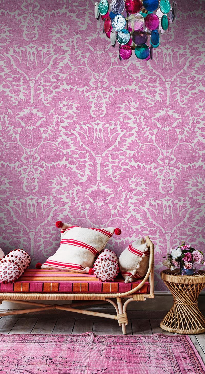 Pomegranate Persian Pink Wallpaper Sample