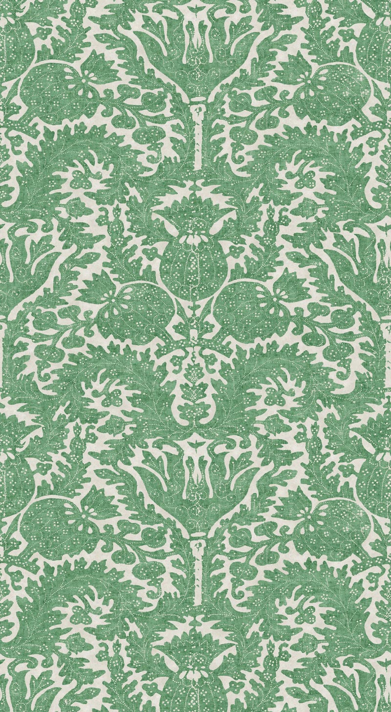 Pomegranate Granada Green Wallpaper Sample