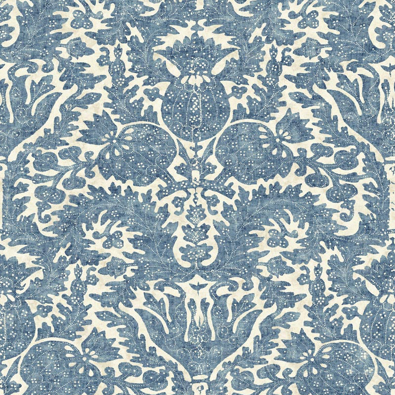 Pomegranate Grand Grasscloth Original Blue Wallpaper Sample