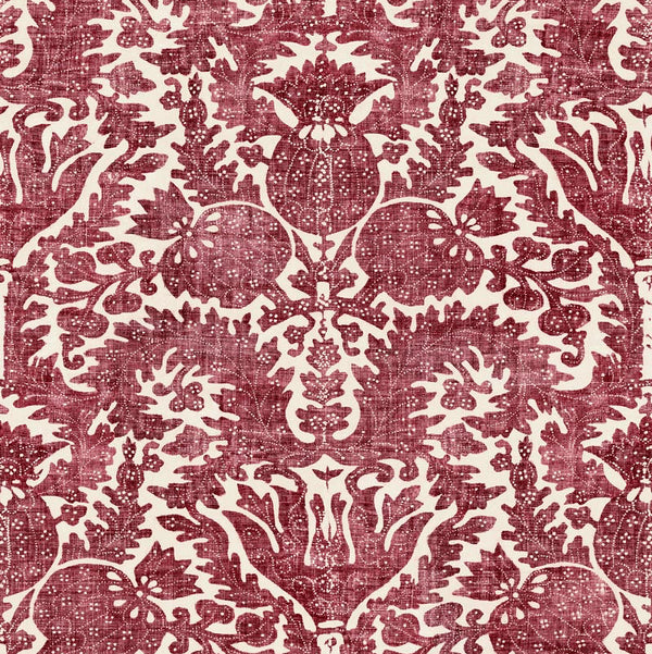 Pomegranate Grand Grasscloth Red Wallpaper Sample