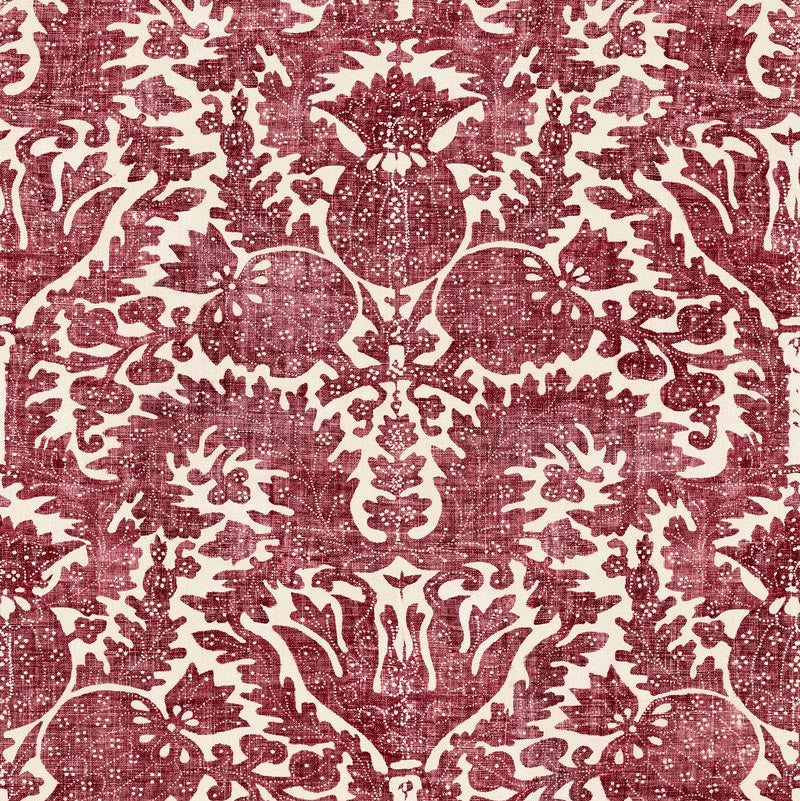 Pomegranate Grand Grasscloth Red Wallpaper Sample
