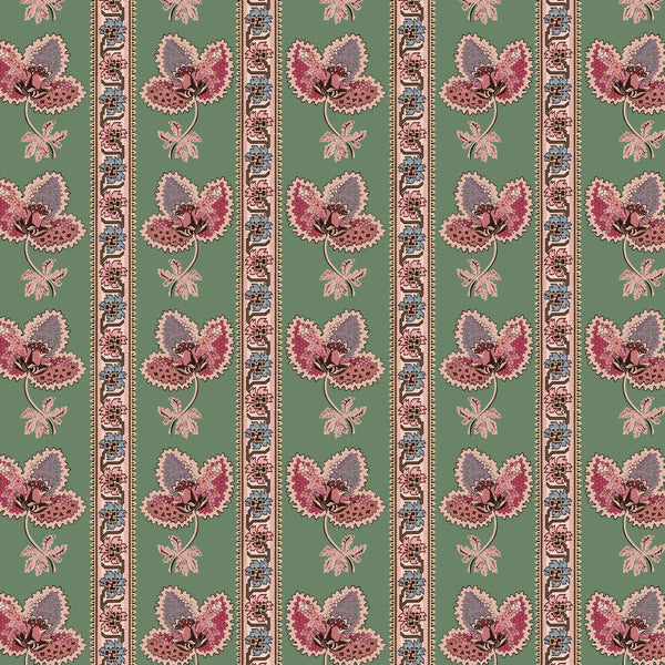 Serafina Stripe Orchard Green Wallpaper Sample