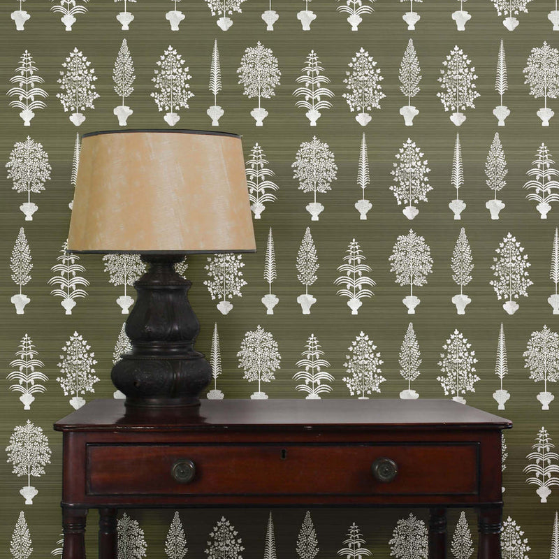 Spirit Palm Khaki Wallpaper Sample