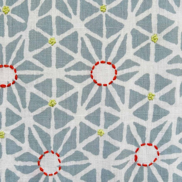 Taraka Slate Blue Embroidered Fabric Sample