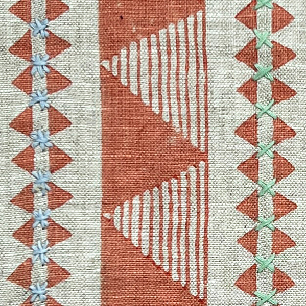 Una Coral Embroidered Fabric Sample