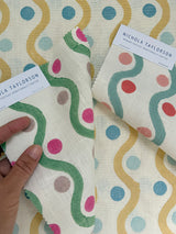 Wiggle Teal & Coral Fabric Sample