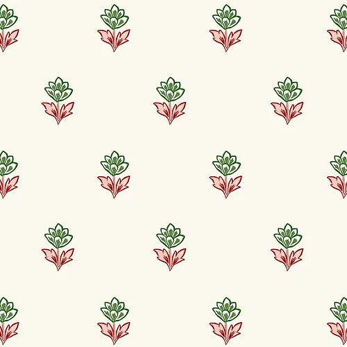 Indian Tulips Pink and Green Wallpaper Sample