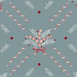 Berries and Bows Blue Wallpaper Sample