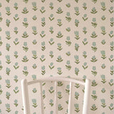 Little Wild Tulips Misty Green Wallpaper Sample