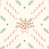 Berries and Bows White Wallpaper Sample