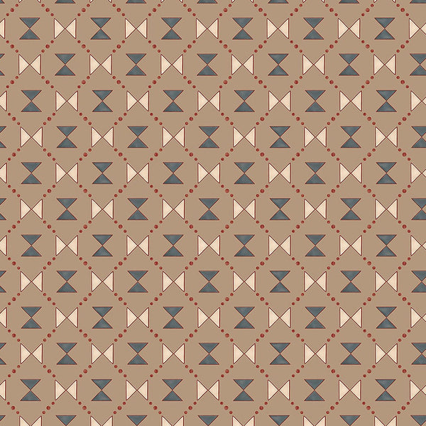 Bow Tie Quilt Beige and Steel Grey Wallpaper Sample
