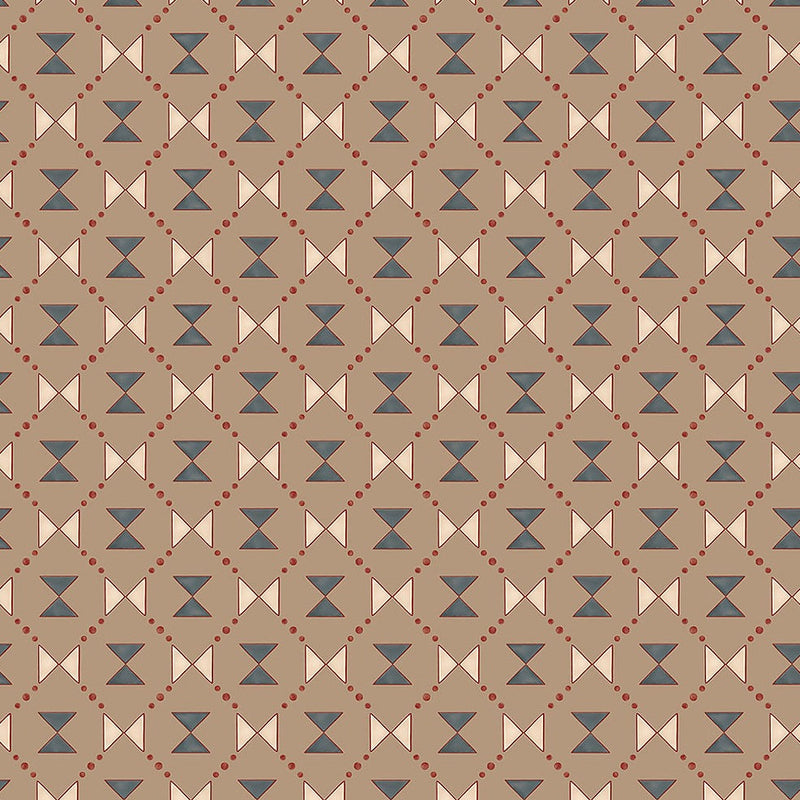 Bow Tie Quilt Beige and Steel Grey Wallpaper Sample