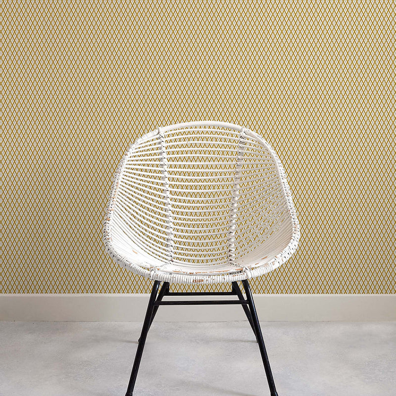 Little lattice Mustard Wallpaper Sample