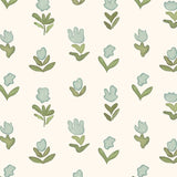 Little Wild Tulips Misty Green Wallpaper Sample