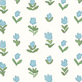 Little Wild Tulips Light Blue Wallpaper Sample