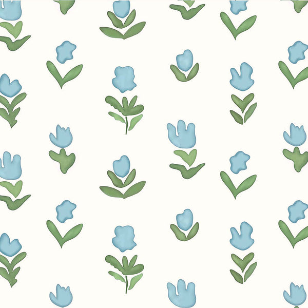Little Wild Tulips Light Blue Wallpaper