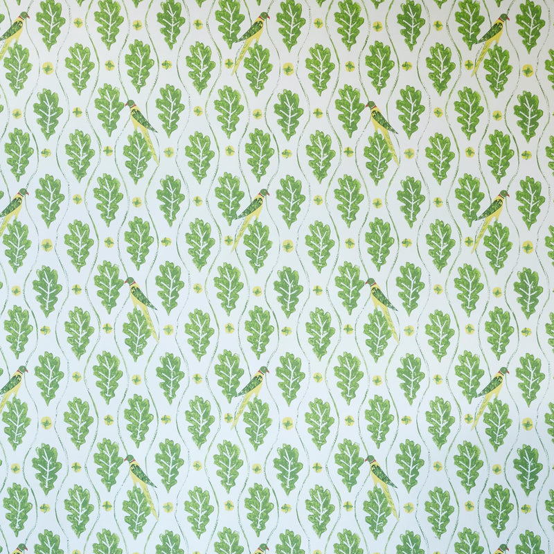 Parakeets in the Oak Fresh Green Wallpaper