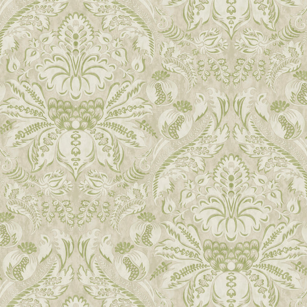 Damaskus Green Bird Wallpaper Sample