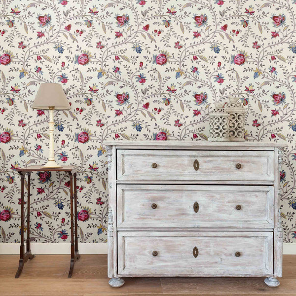 Indienne Grande Cream Pink Wallpaper Sample