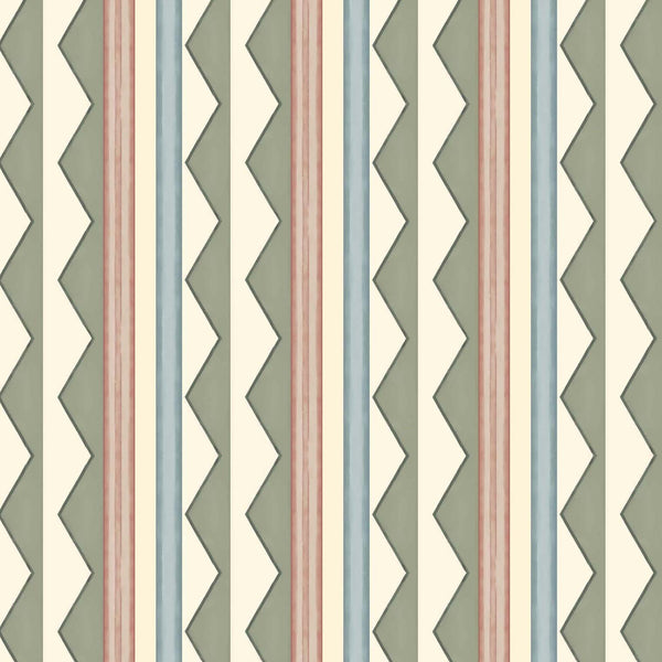 Bloomsbury Stripes Autumn Green Wallpaper Sample