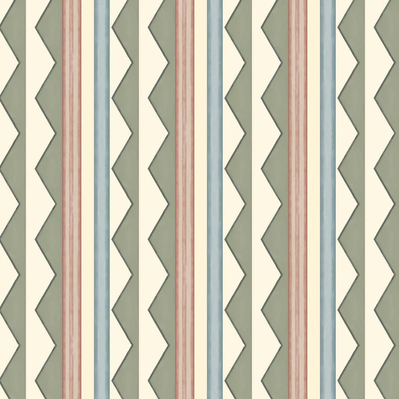 Bloomsbury Stripes Autumn Green Wallpaper Sample