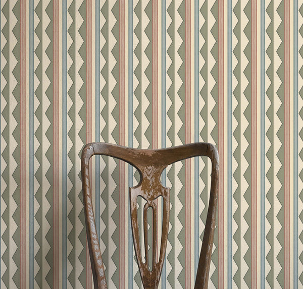 Bloomsbury Stripes Autumn Green Wallpaper Sample