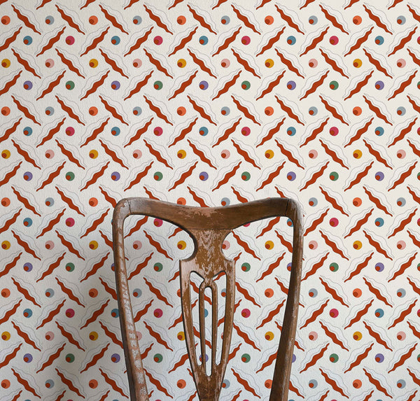 Chintamani Trellis Rusty Orange Fabric Sample