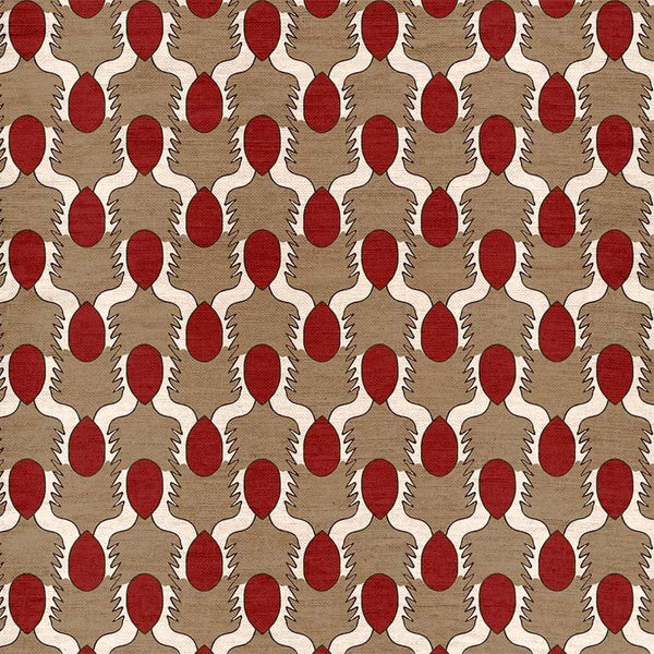 Happy People Beige and Red Fabric Sample