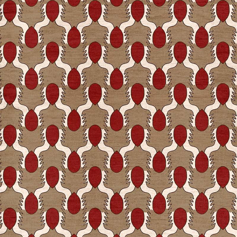 Happy People Beige and Red Fabric Sample