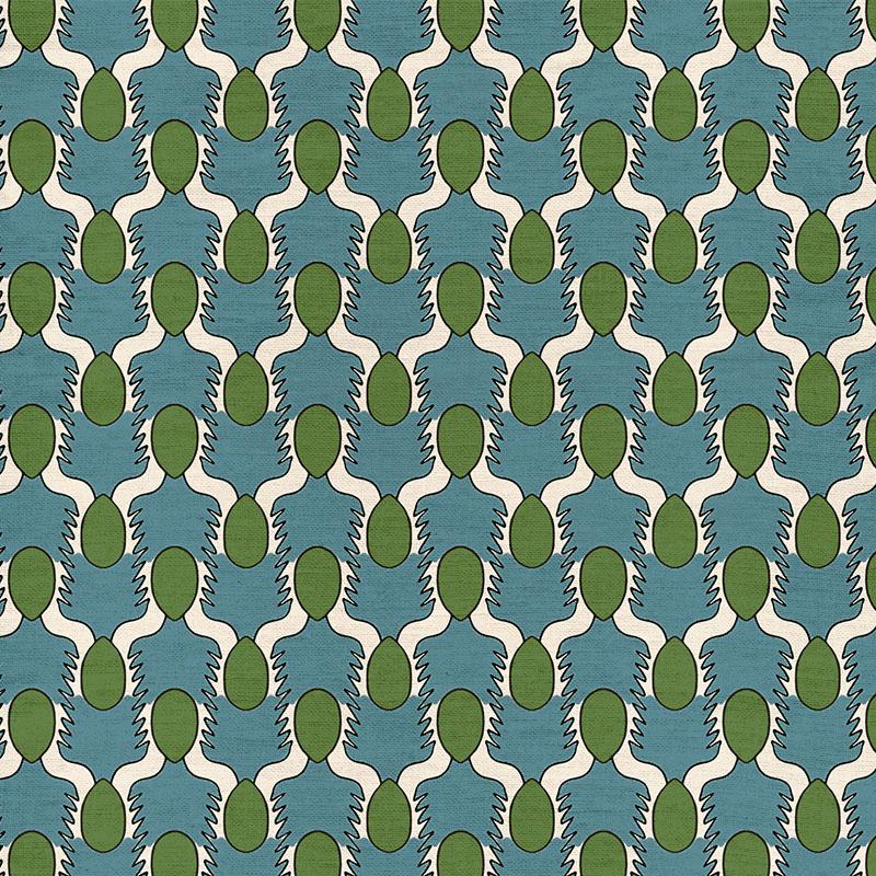 Happy People Blue and Green Fabric Sample