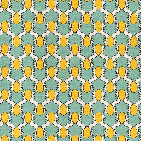 Happy People Mint and Yellow Fabric Sample