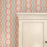 Madame Ziggle Blue & Orange Wallpaper Sample