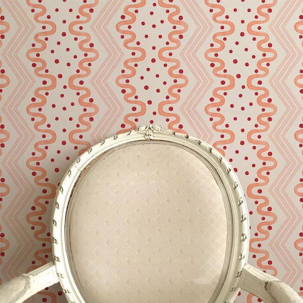 Madame Ziggle Pink & Coral Wallpaper Sample