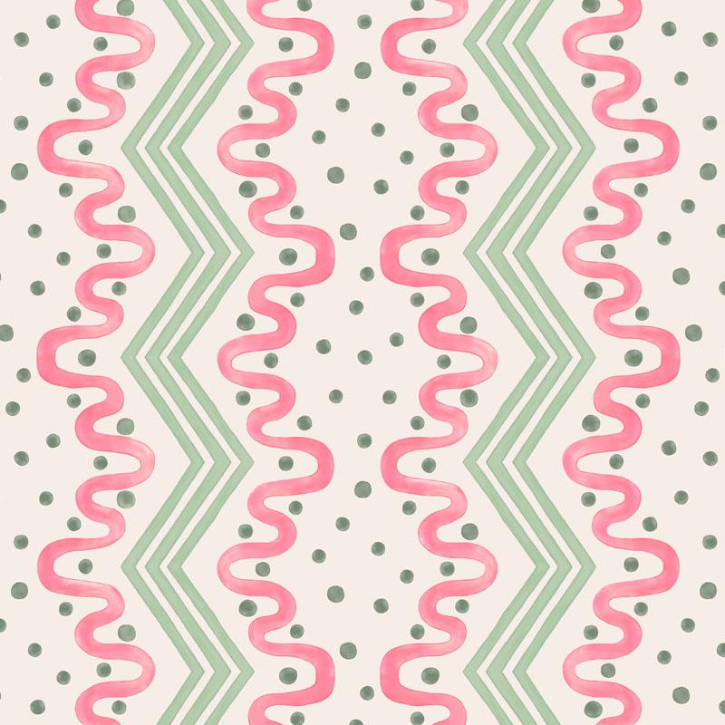 Madame Ziggle Pink & Green Wallpaper Sample