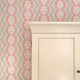 Madame Ziggle Pink & Green Wallpaper Sample