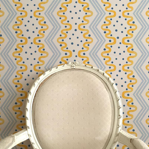 Madame Ziggle Yellow & Blue Wallpaper