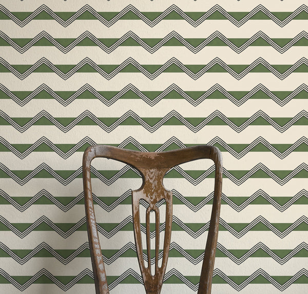 Morroccan Stripes Green Wallpaper