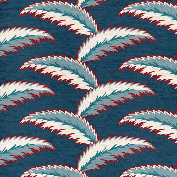 Persian Palm Blue and Red Fabric Sample
