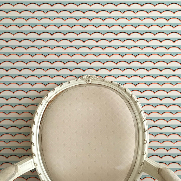 Scallops Light Blue Wallpaper Sample