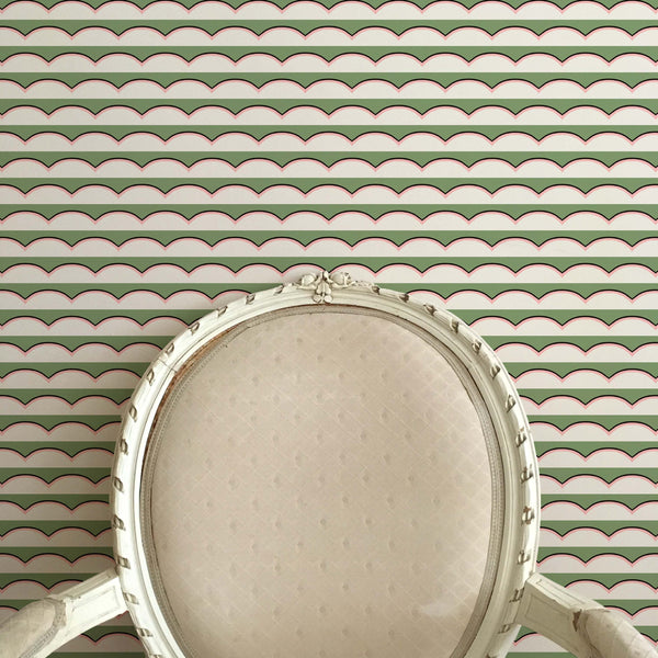 Scallops Green Wallpaper Sample
