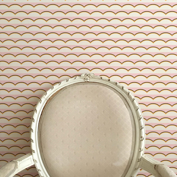 Scallops Pink Wallpaper Sample