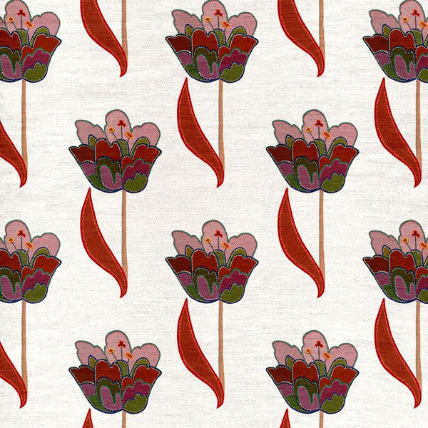 Tulips White and Red Fabric Sample