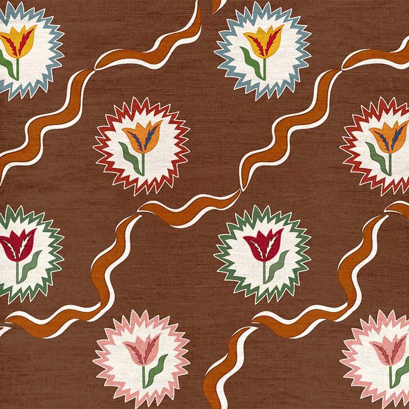 Tulips of Belgravia Brown Fabric Sample