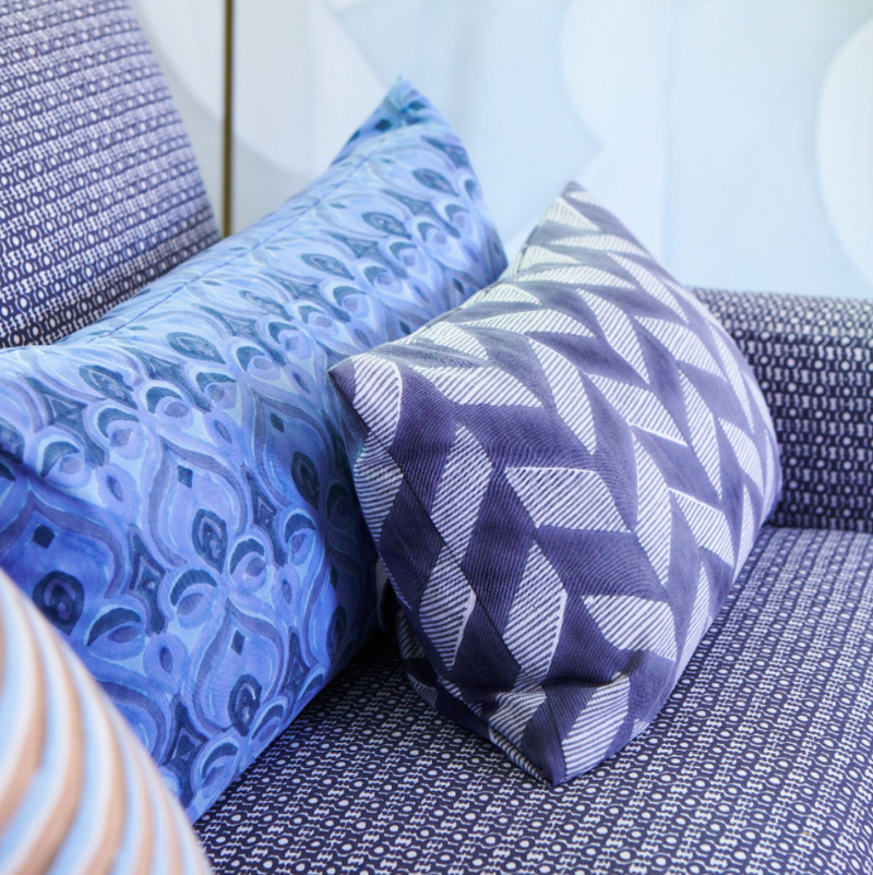 Khiva French Blue Block Print Fabric Sample