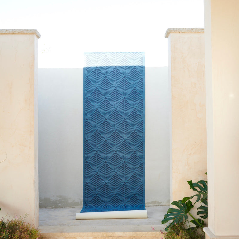 Bahia Grasscloth Midnight/Blue Wallpaper Sample