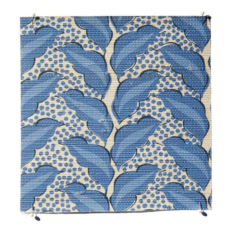 Cassis Grasscloth Prussian Blue/Natural Wallpaper Sample