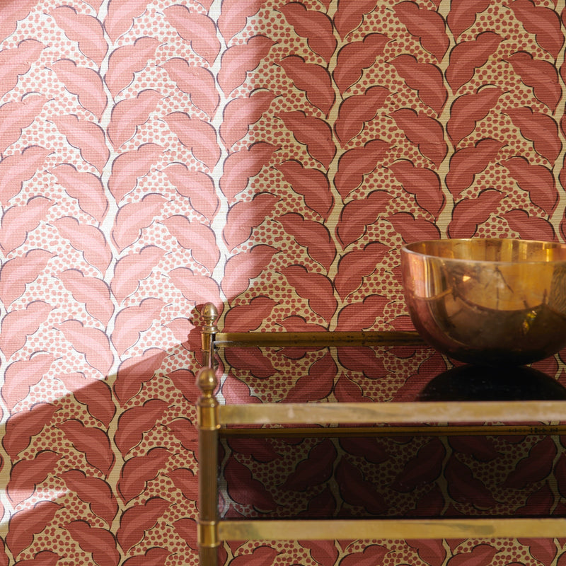 Cassis Grasscloth Sangria/Natural Wallpaper