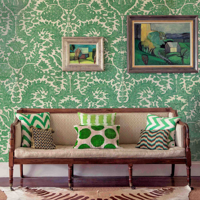 Pomegranate Granada Green Wallpaper Sample