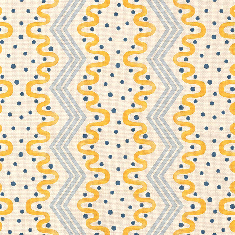 Madame Ziggle Yellow and Blue Fabric Sample